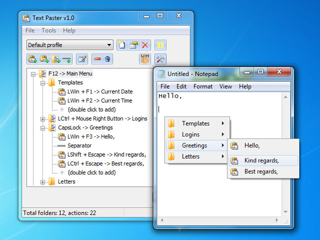 Text Paster - main window
